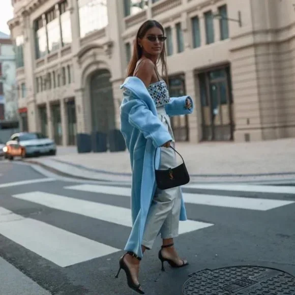 ZARA WOOL BLEND OVERSIZED COAT BLUE - Picture 4 of 5